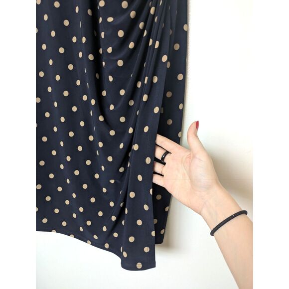 Lauren by Ralph Lauren Polka Dot Midi Wrap Dress w/ Flutter Sleeves Sz 16 - Picture 5 of 9